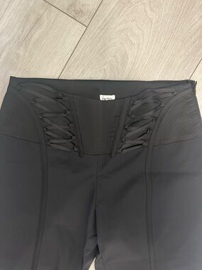 Cache Black High-Waist Lace-Up Trousers